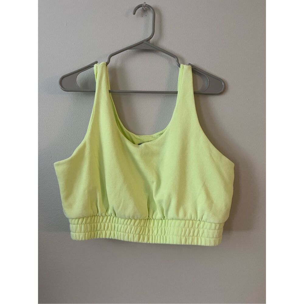 Wild Fable Womens Large Cropped Elastic Green Yellow Top Coverup